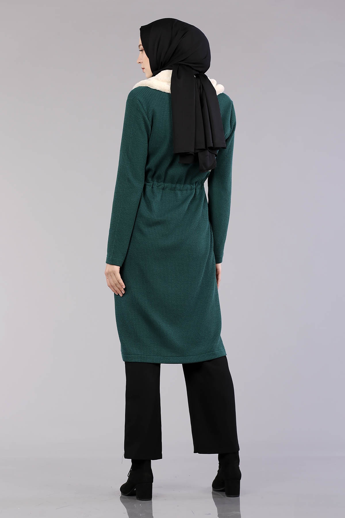 28948 Peluş Yaka Hirka Tek - Zumrut - 3