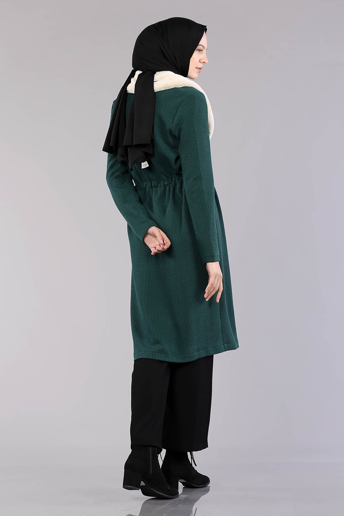 28948 Peluş Yaka Hirka Tek - Zumrut - 4