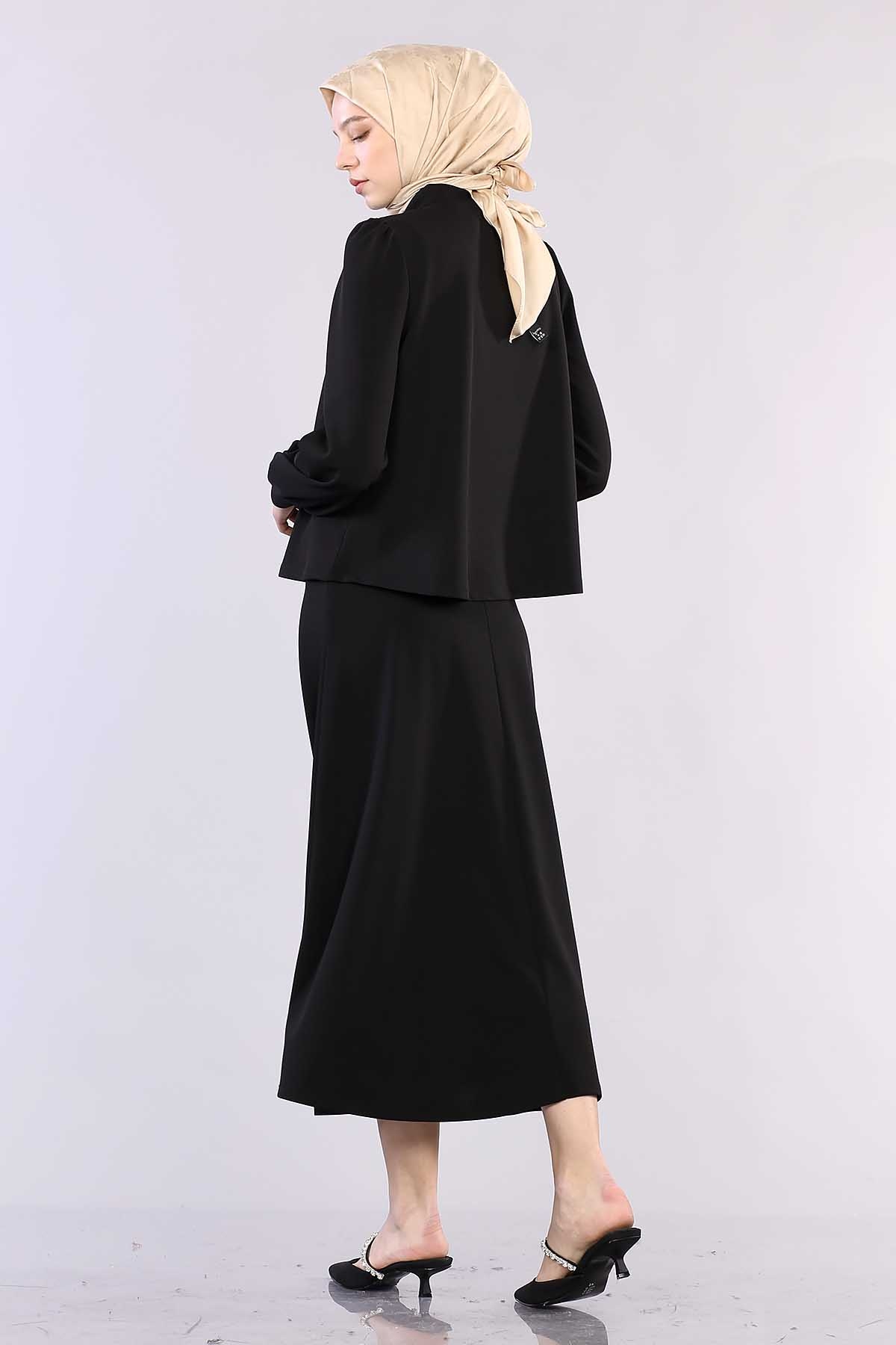 28960 Yaka Taş Takim Etek S-l - Siyah - 2