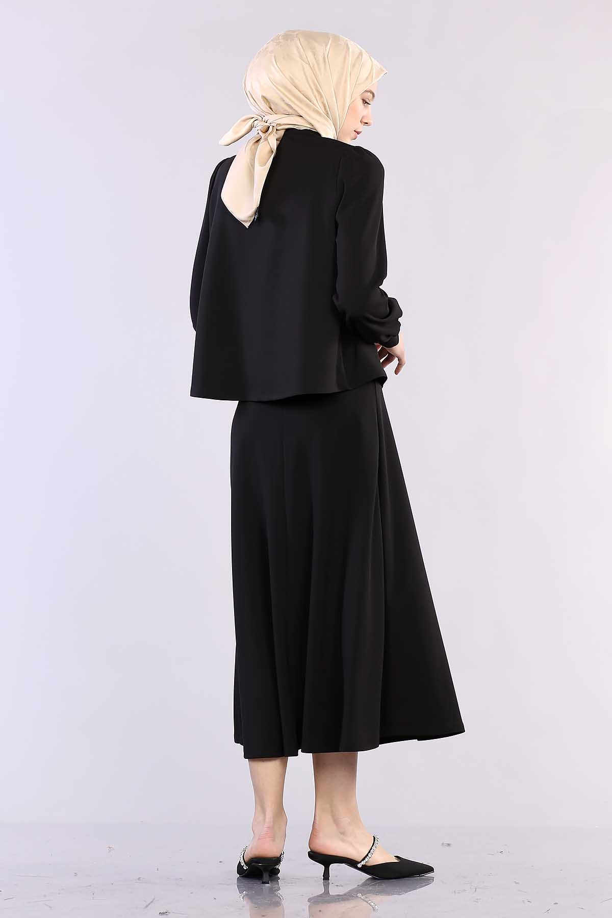 28960 Yaka Taş Takim Etek S-l - Siyah - 4