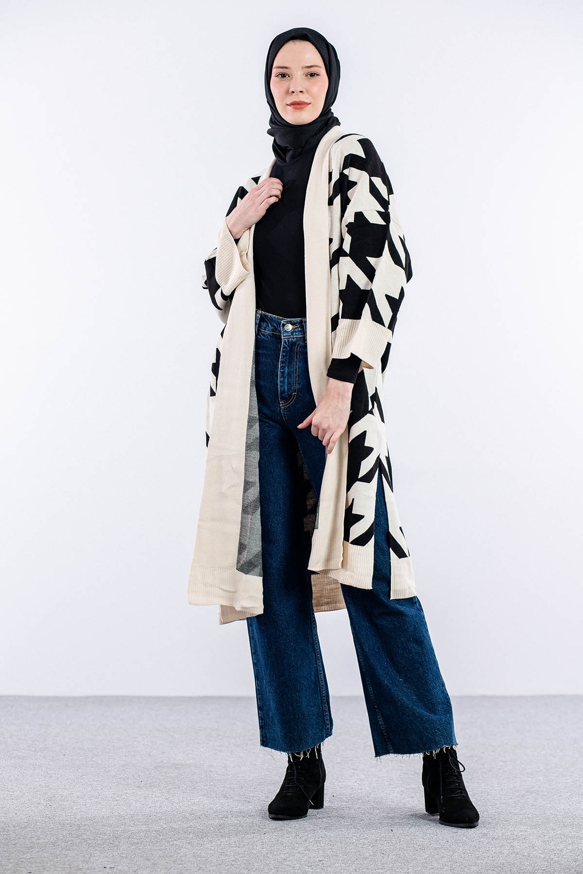 29011 Triko Hirka Tek Kz - Acik Bej-siyah - 1