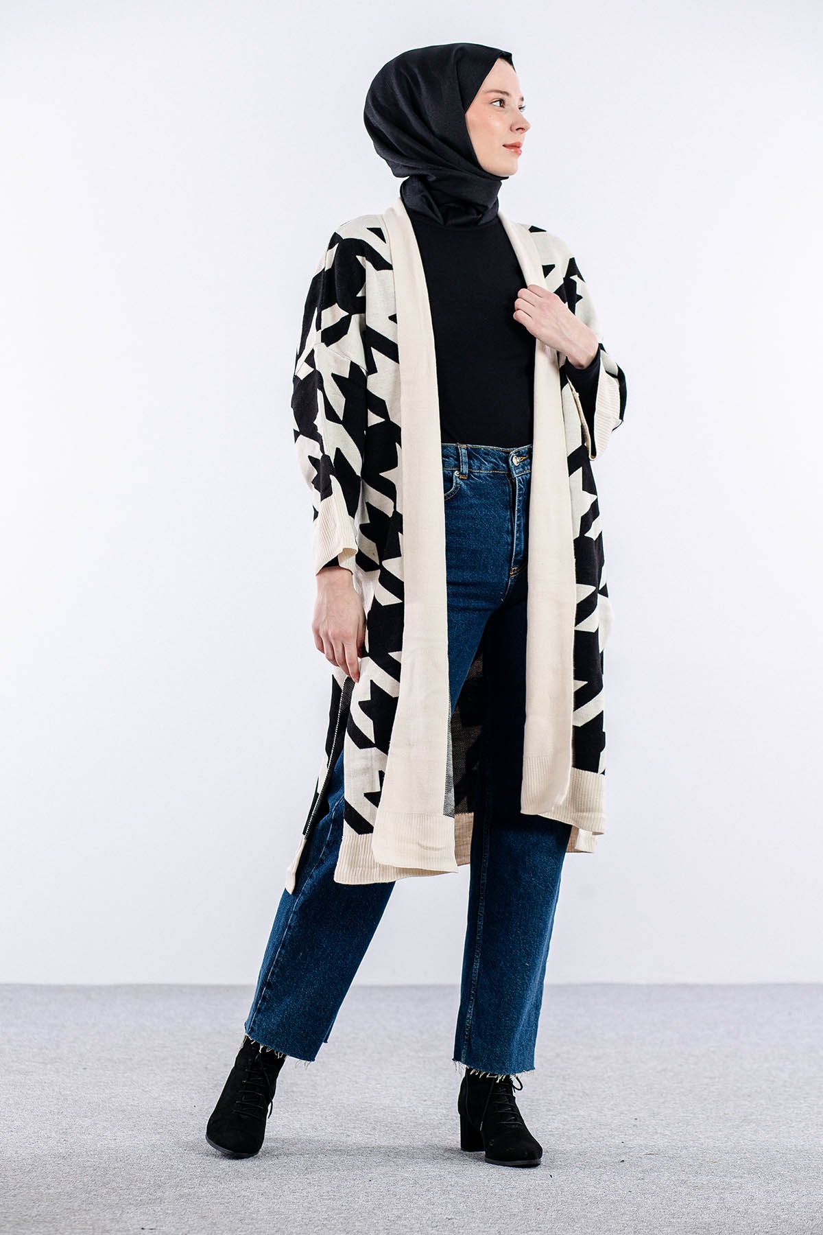 29011 Triko Hirka Tek Kz - Acik Bej-siyah - 3