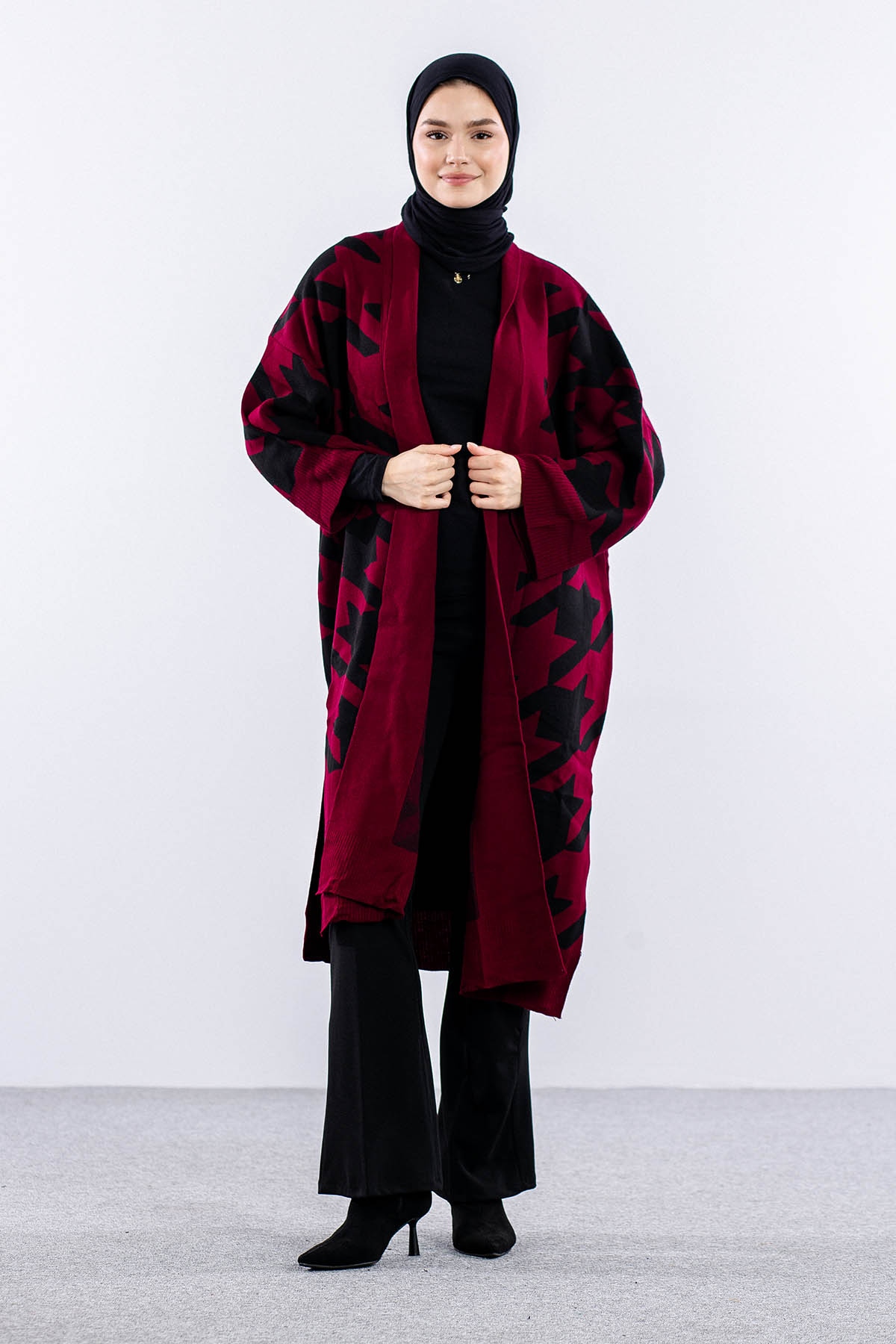 29011 Triko Hirka Tek Kz - Bordo-siyah - 1