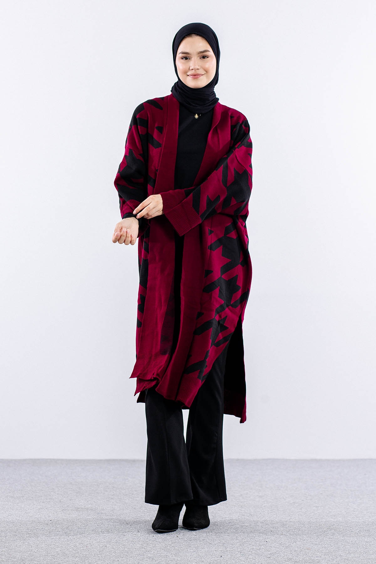 29011 Triko Hirka Tek Kz - Bordo-siyah - 2