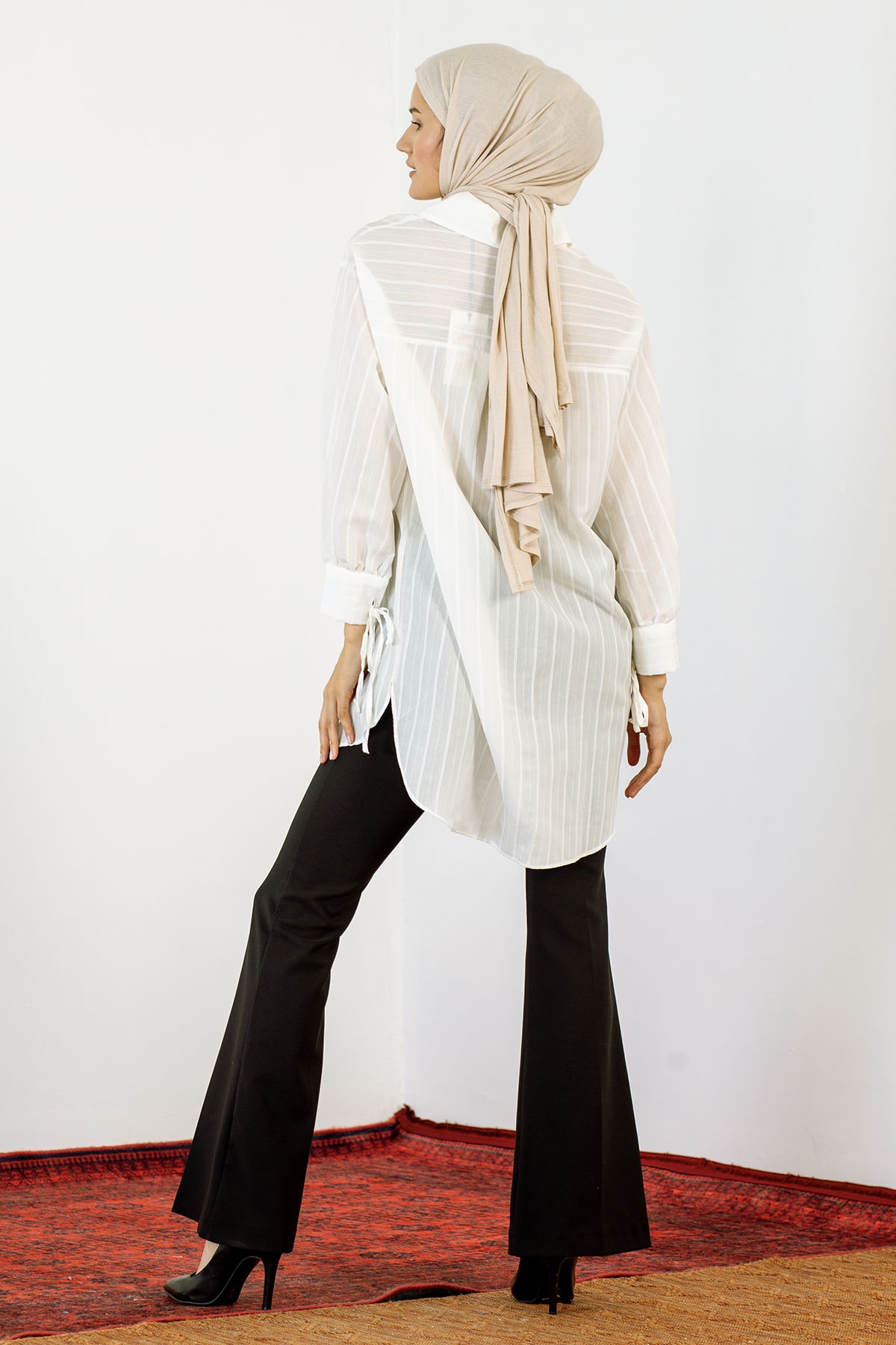 2905 çizgi Tunik S-m-l - Beyaz - 4