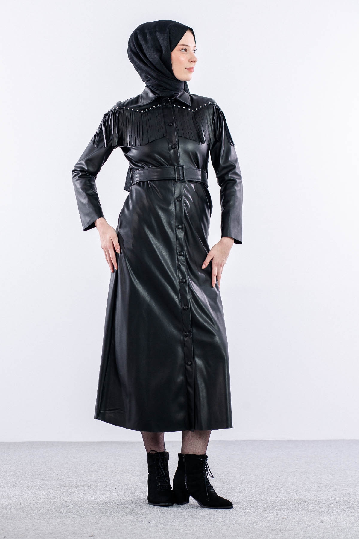 Deri Elbise S-l - Siyah - 5