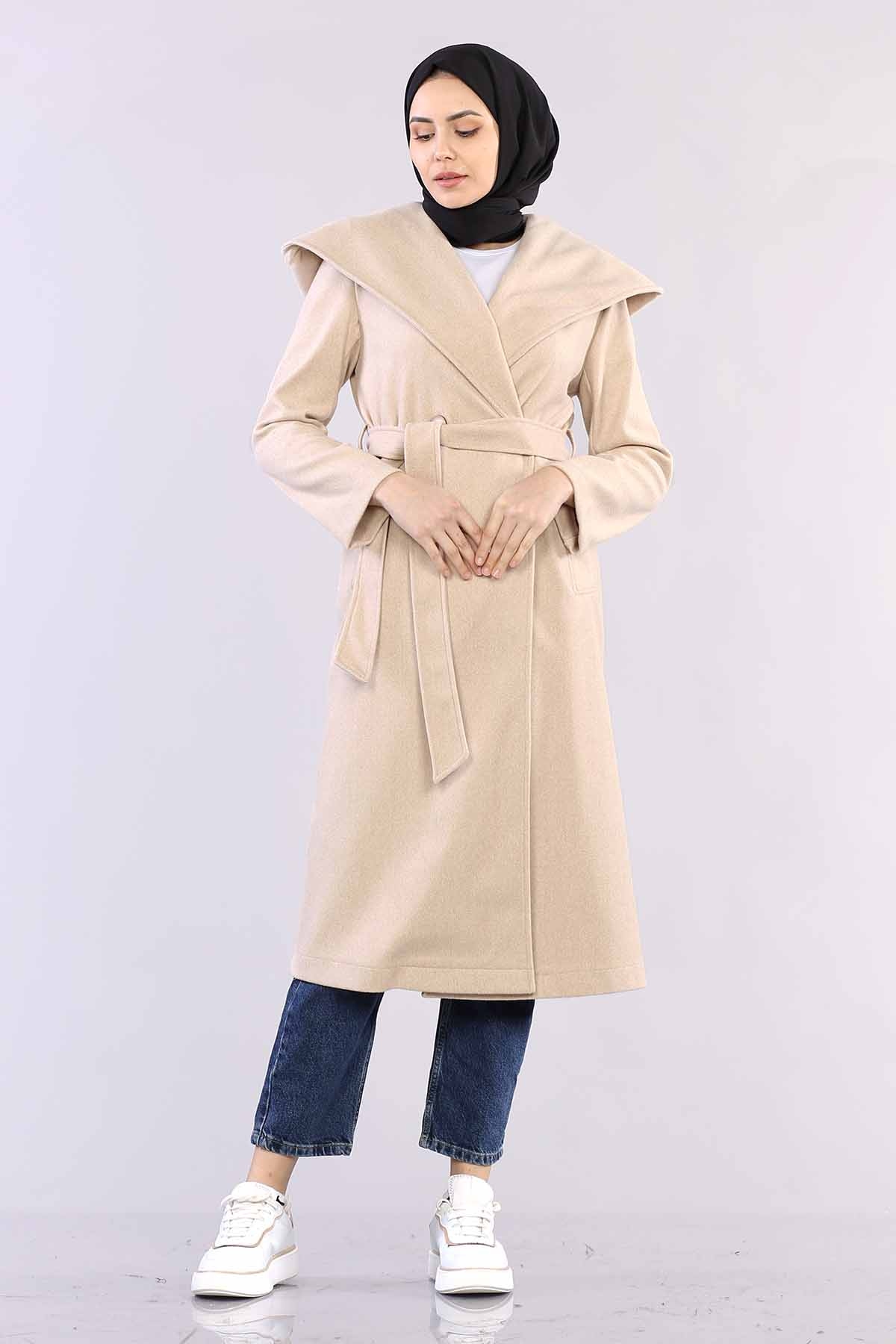 29116 Kapşonlu Kap S-m-l - Bej - 2