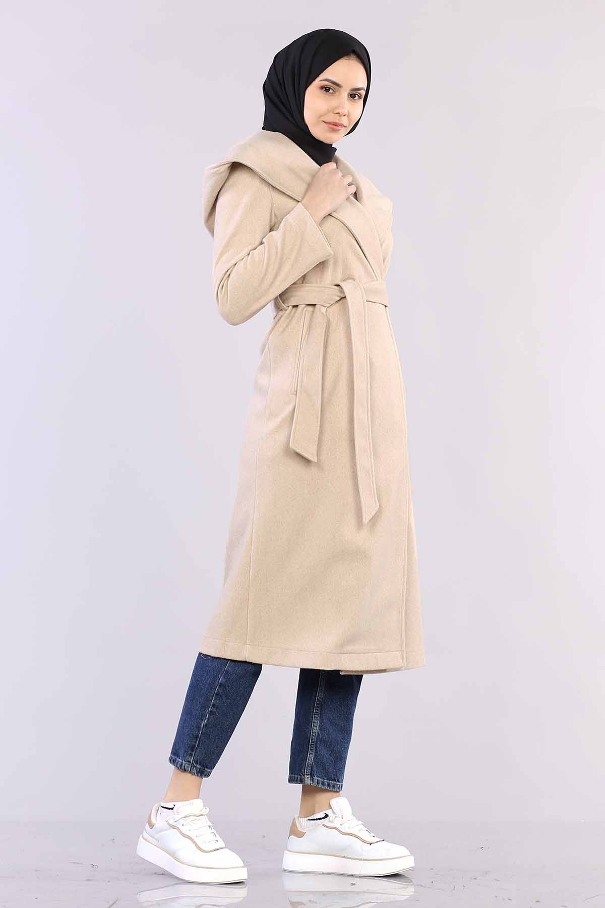 29116 Kapşonlu Kap S-m-l - Bej - 3