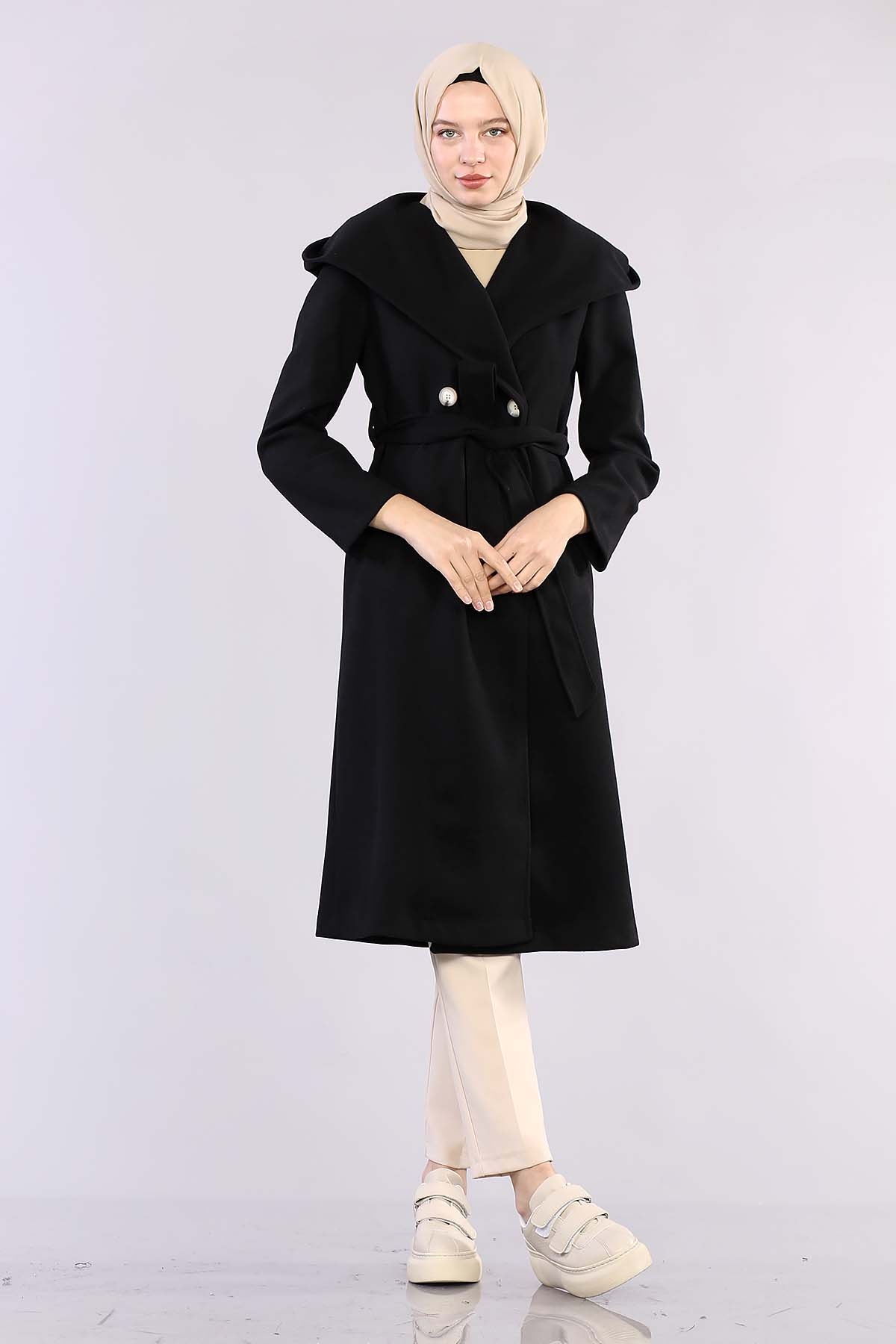 29116 Kapşonlu Kap S-m-l - Siyah - 1