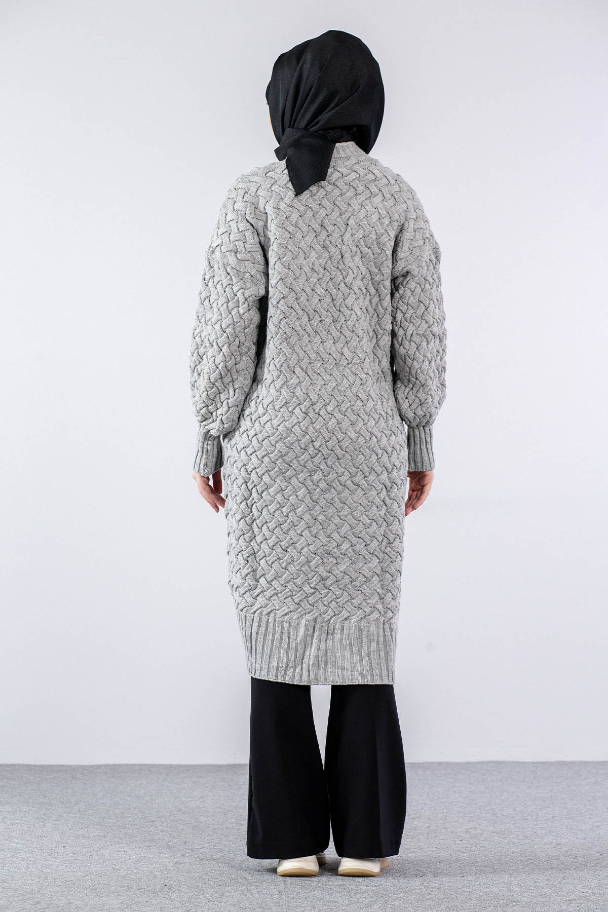2917 örgü Hirka Tek - A_gri - 4