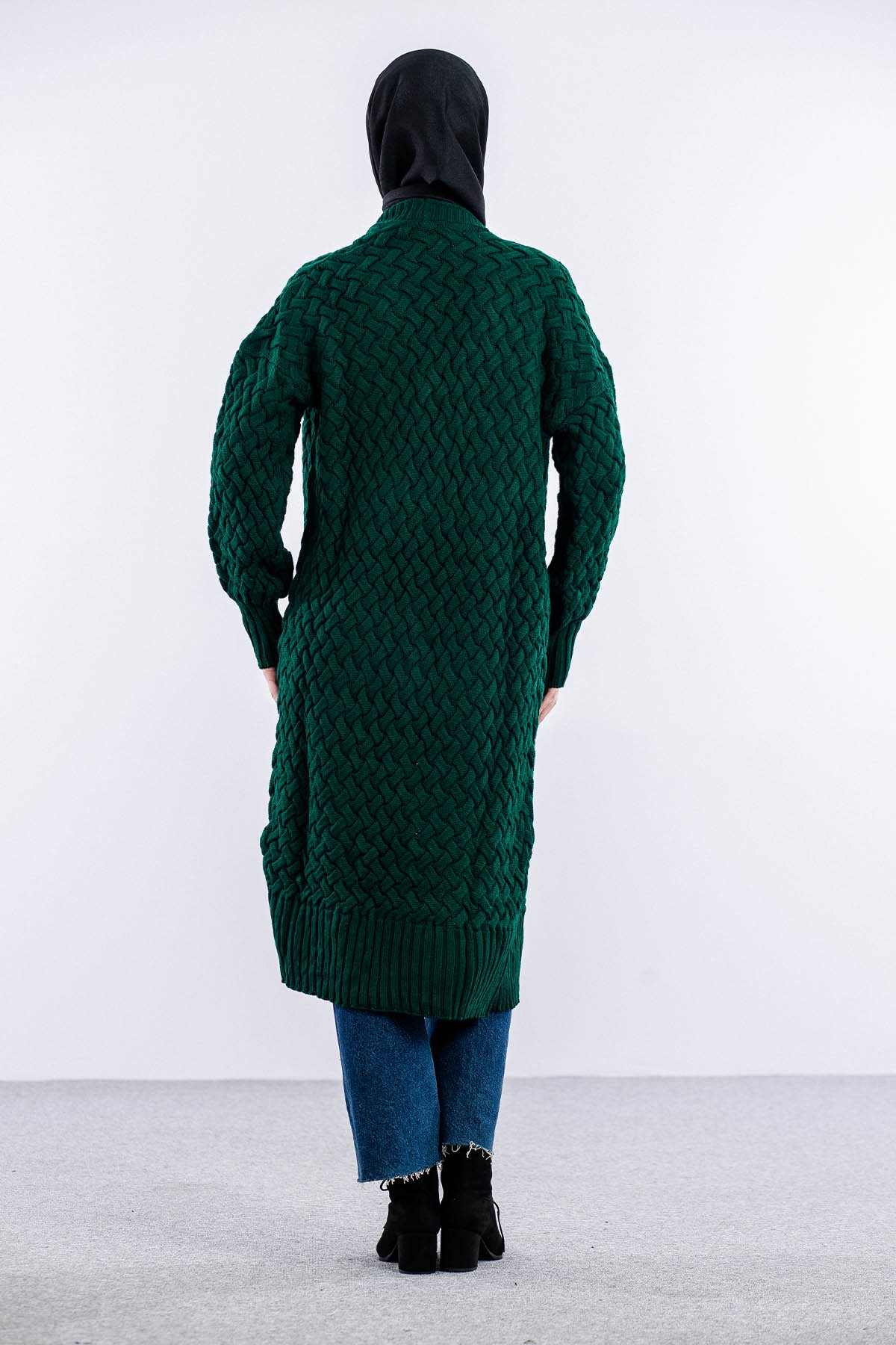 2917 örgü Hirka Tek - Zumrut - 5