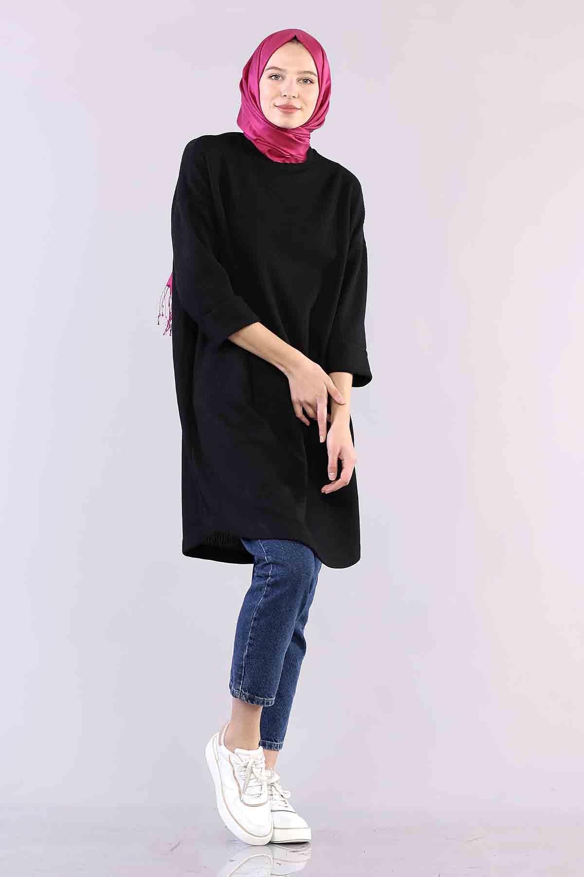 29304 Kol Duble Tunik Tek - Siyah - 3