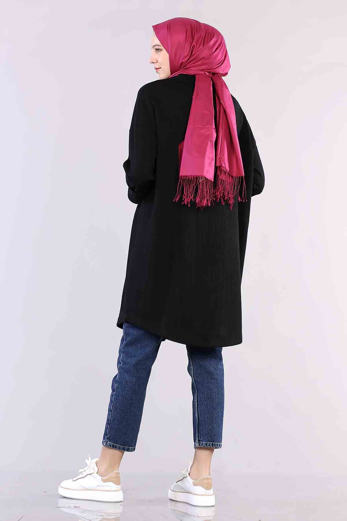 29304 Kol Duble Tunik Tek - Siyah - 5