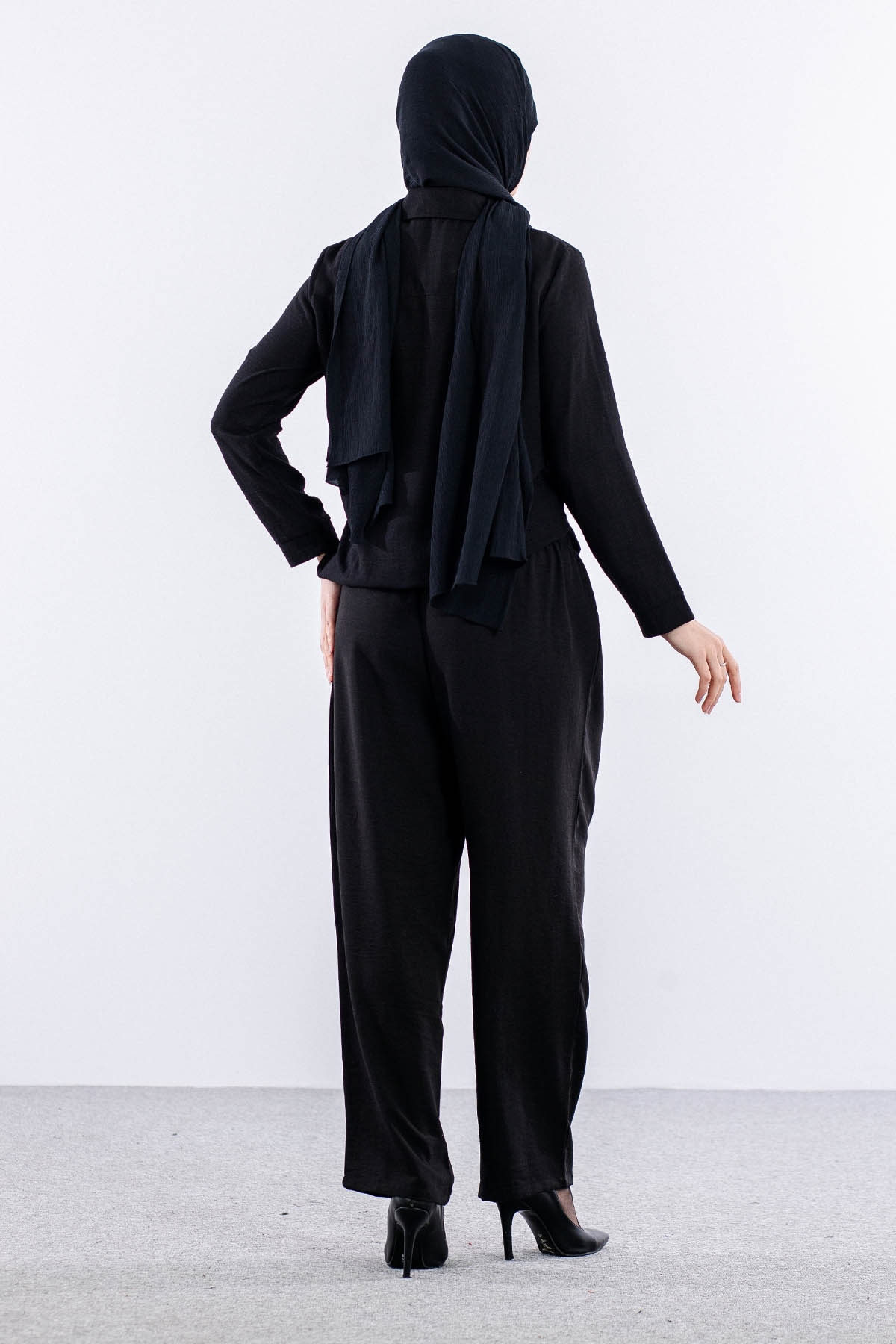 2947-00 Gömlek 38-42 Cep Kapak - Siyah - 4