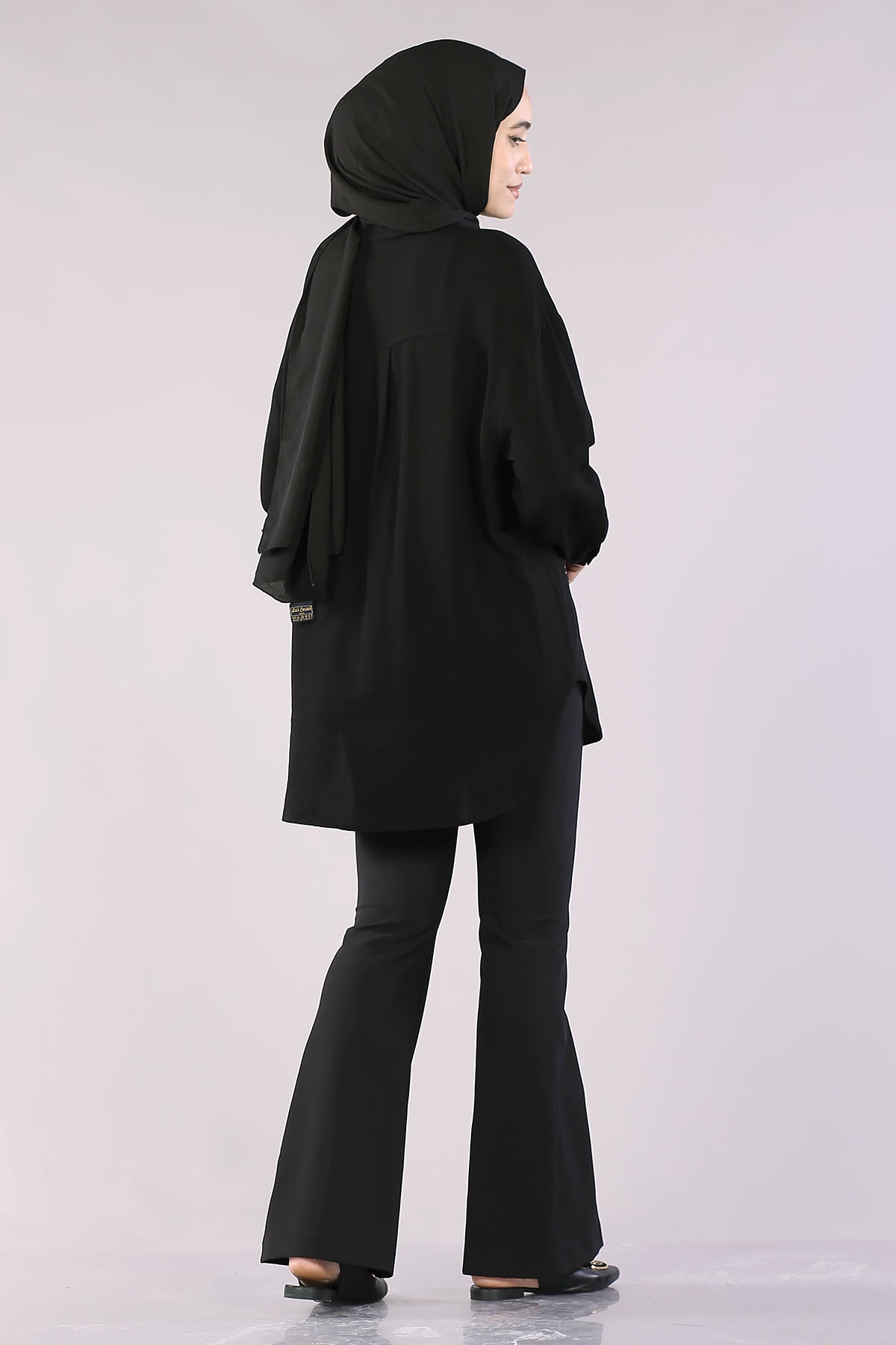 29632 Keten Tunik Tek - Siyah - 5