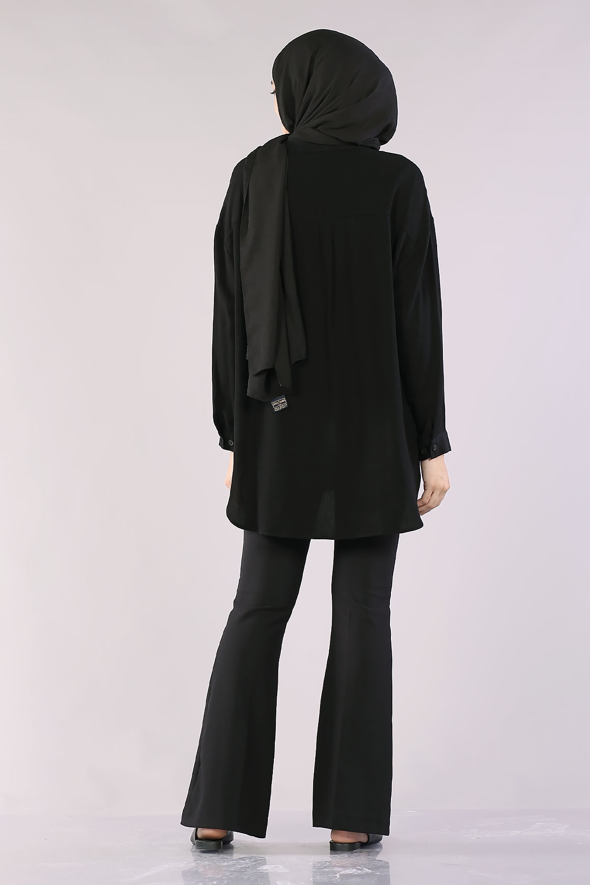 29632 Keten Tunik Tek - Siyah - 6