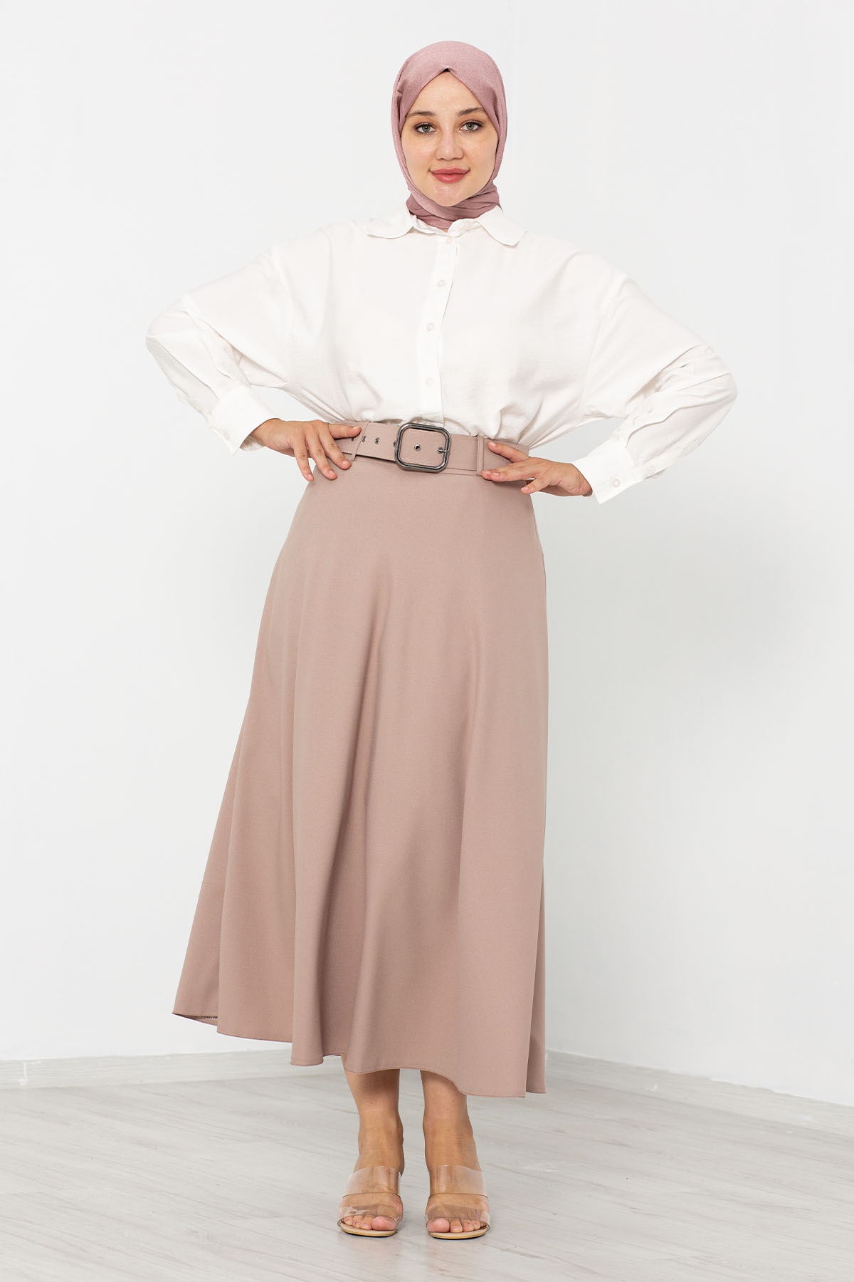 2986 Kloş Etek 38-46 - Bej - 1