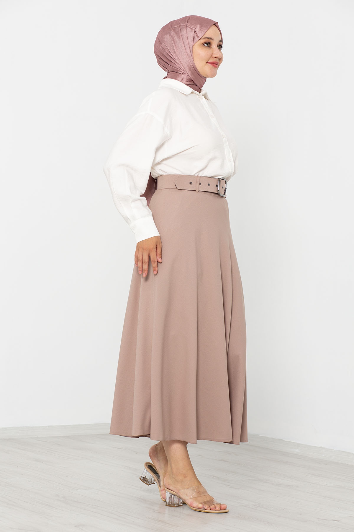 2986 Kloş Etek 38-46 - Bej - 3