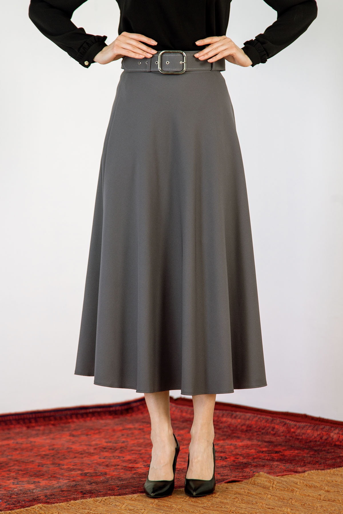 2986 Kloş Etek 38-48 - Antrasit - 1