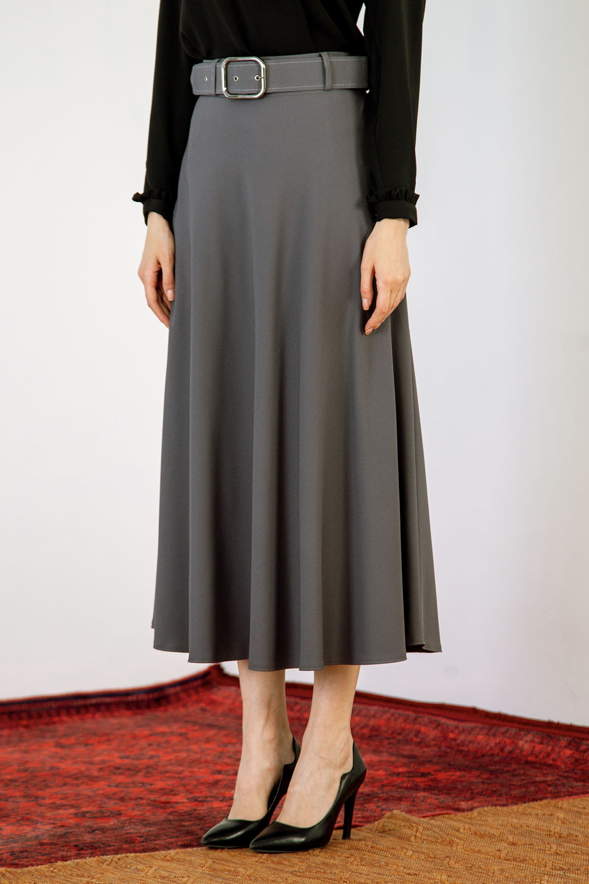 2986 Kloş Etek 38-48 - Antrasit - 2