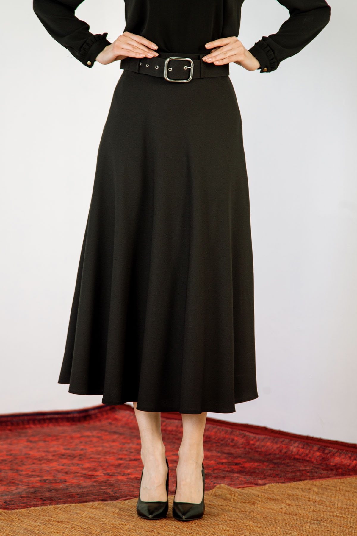 2986 Kloş Etek 38-48 - Siyah - 1