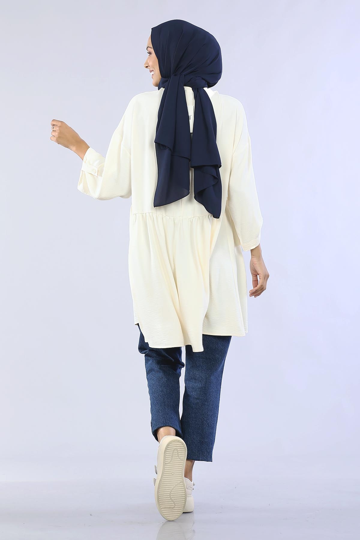 29863 Keşık Büzgü Tunik Tek - A.bej - 5