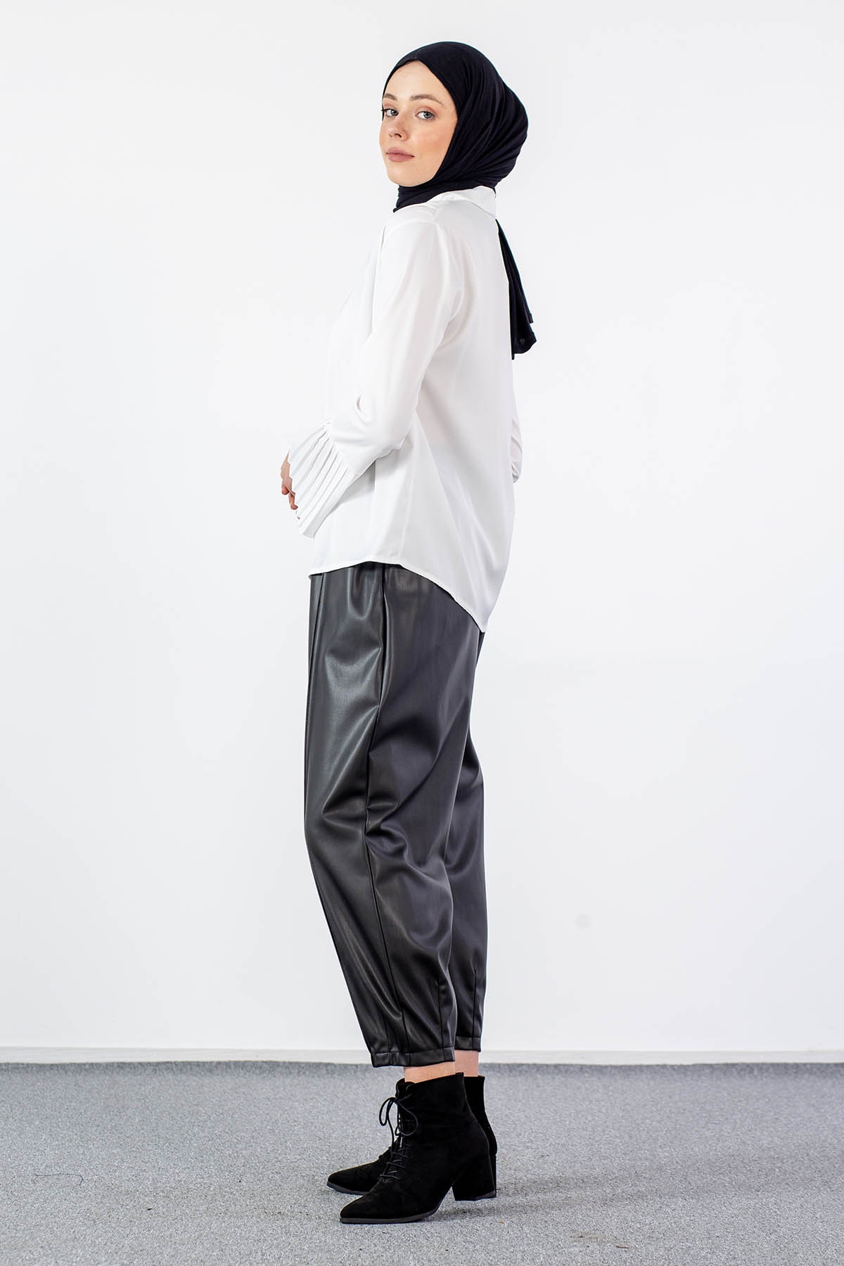 2987-00 Saten Bluz 38-42 - Ekru - 4