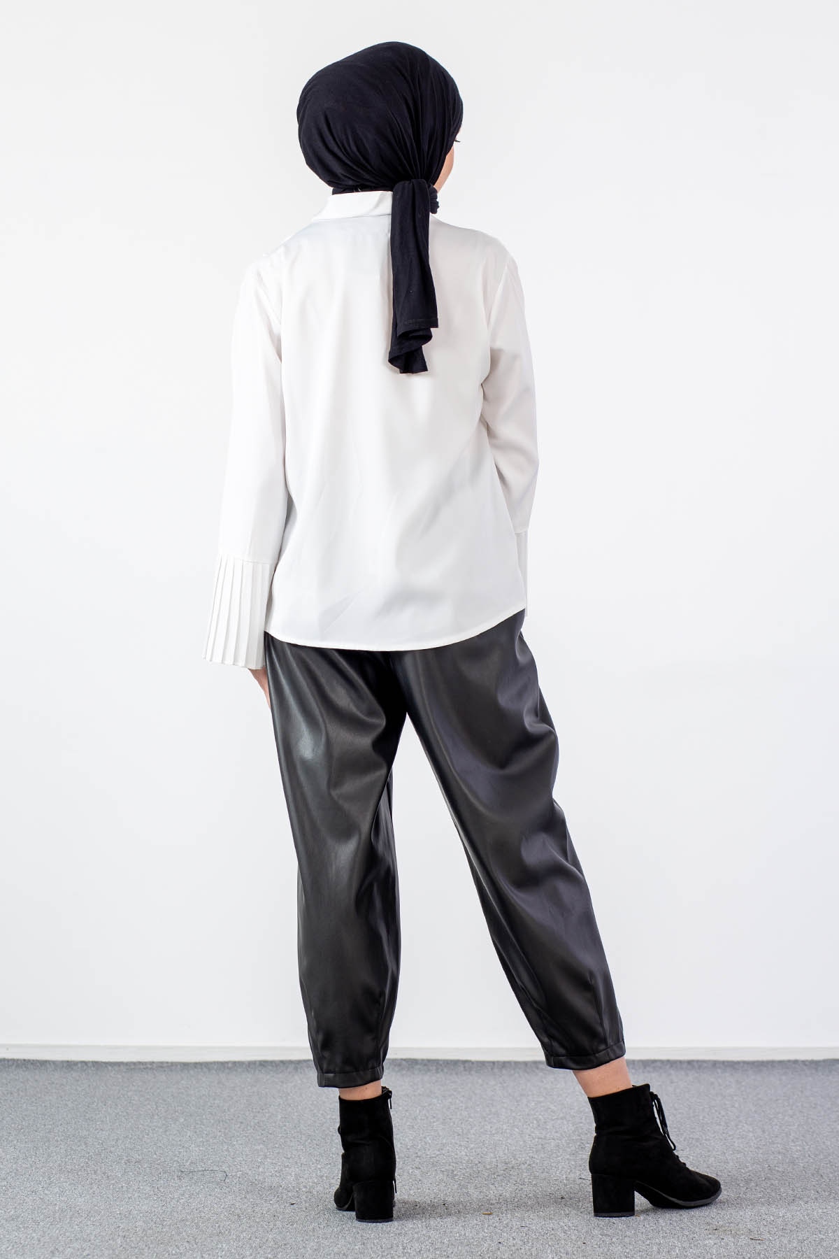 2987-00 Saten Bluz 38-42 - Ekru - 5