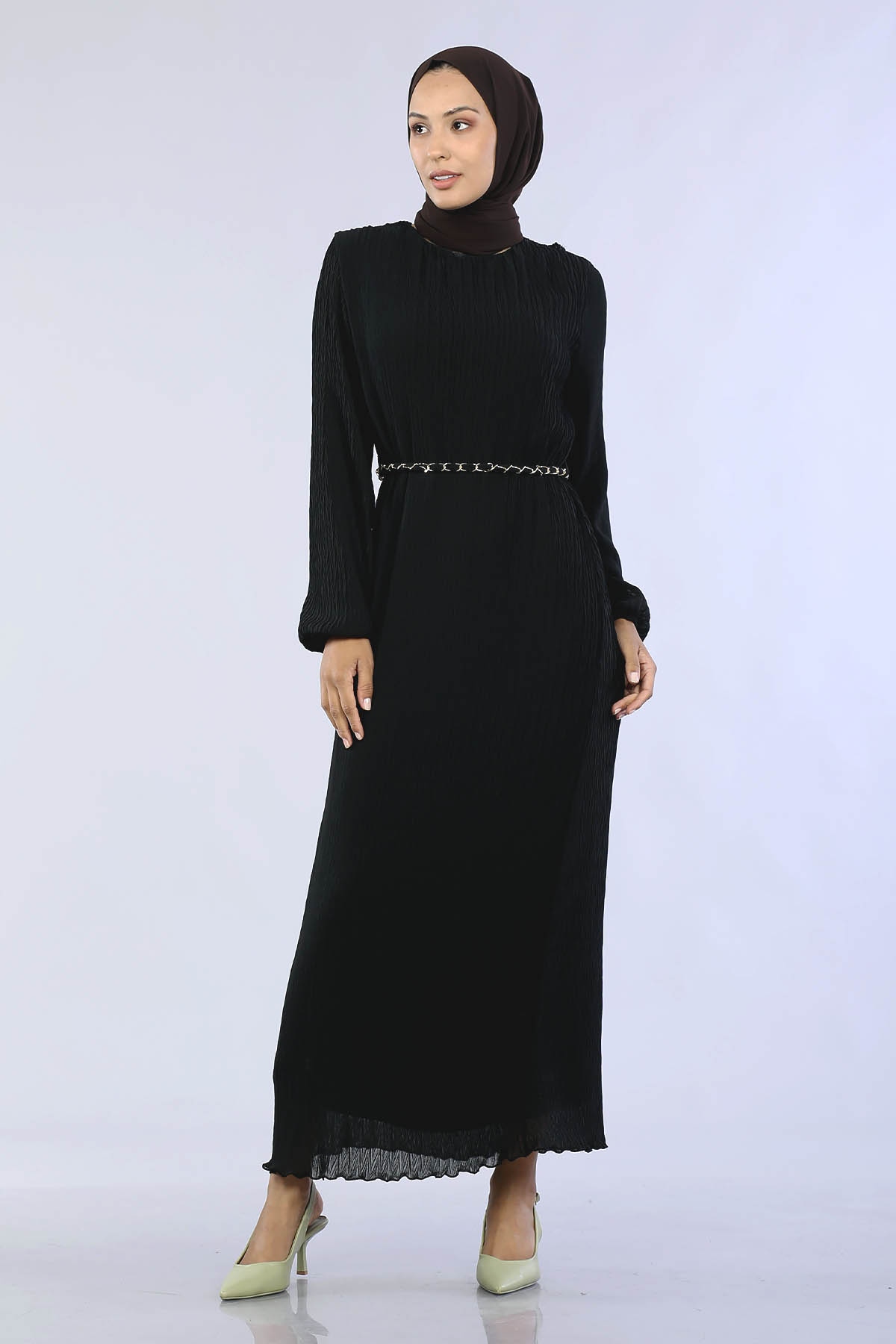 30086 Kmr Plse Elbise S-m-l - Siyah - 2