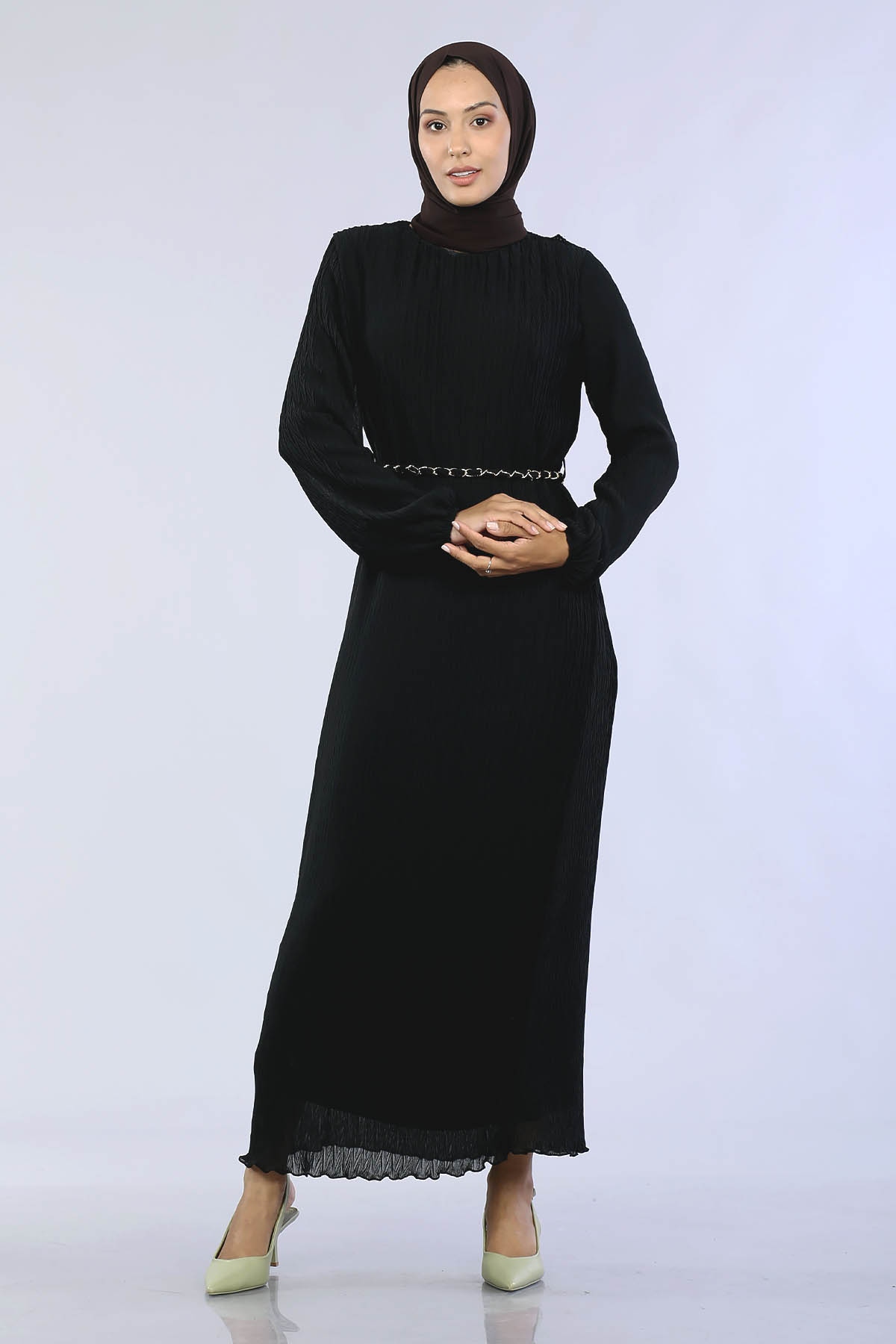 30086 Kmr Plse Elbise S-m-l - Siyah - 3