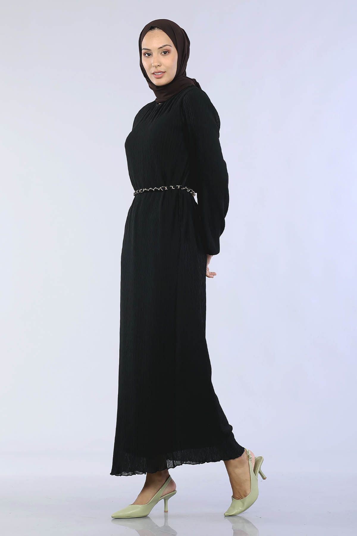 30086 Kmr Plse Elbise S-m-l - Siyah - 4