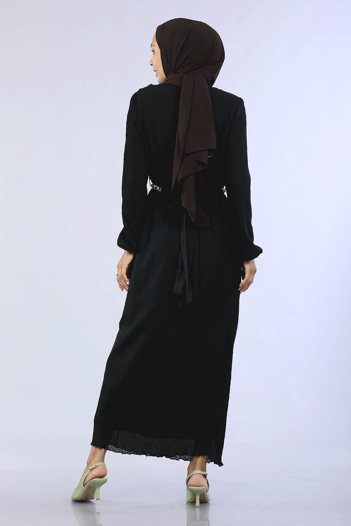 30086 Kmr Plse Elbise S-m-l - Siyah - 5