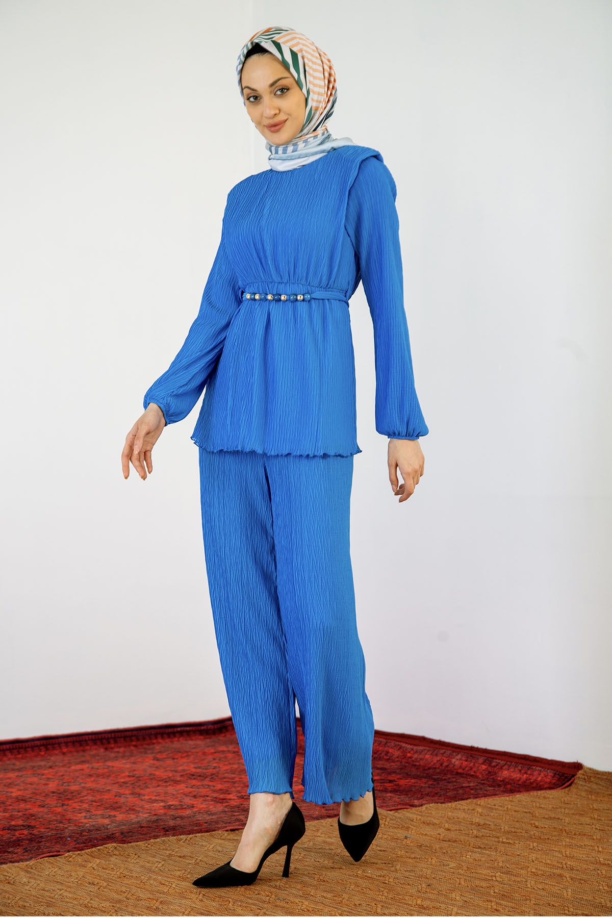 30087 Pliseli Takim S-m-l - Mavi - 2