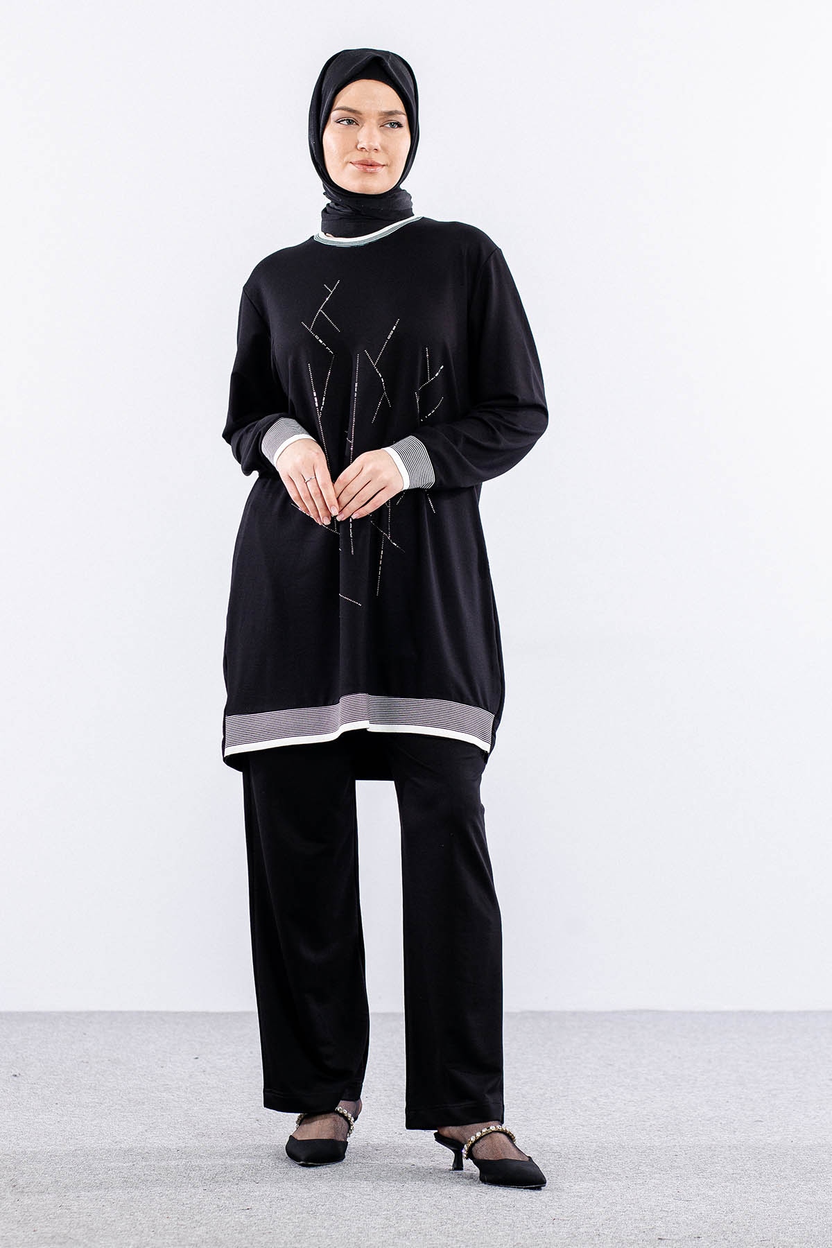 3010 Bb Takim 46-52 Boncuk Detay - Siyah - 1