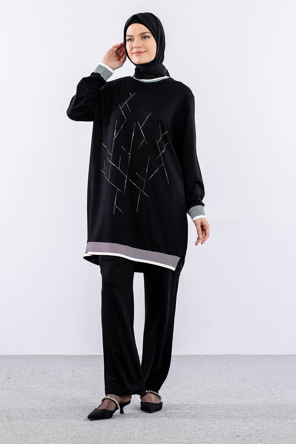 3010 Bb Takim 46-52 Boncuk Detay - Siyah - 2