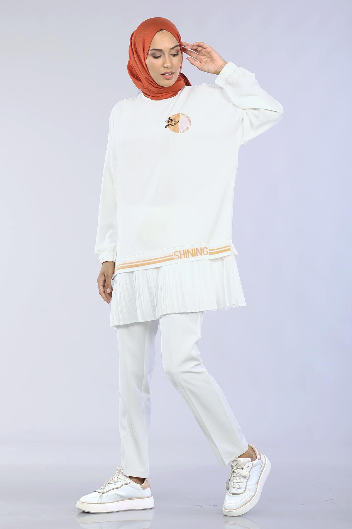 30156 Plise Tunik G.tek - Ekru - 1