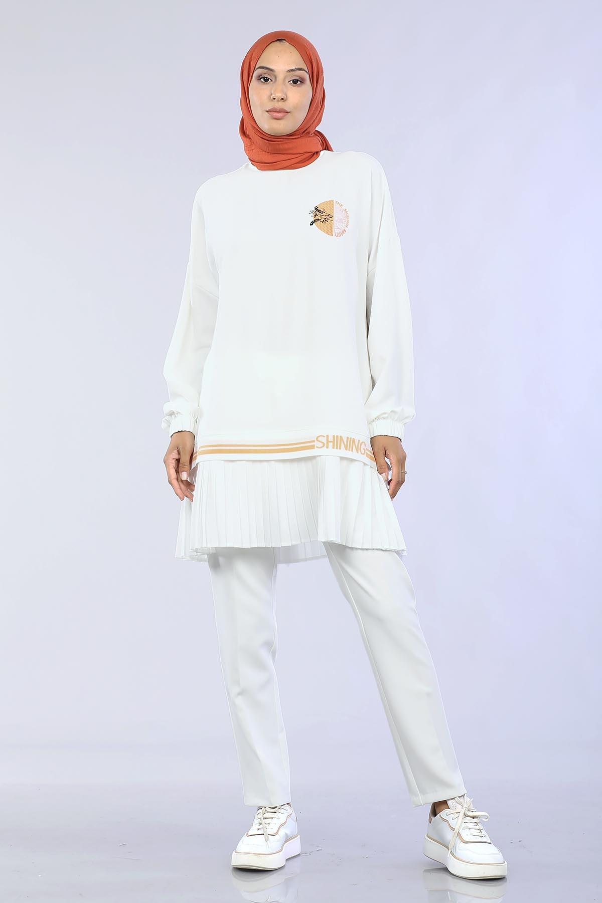 30156 Plise Tunik G.tek - Ekru - 2