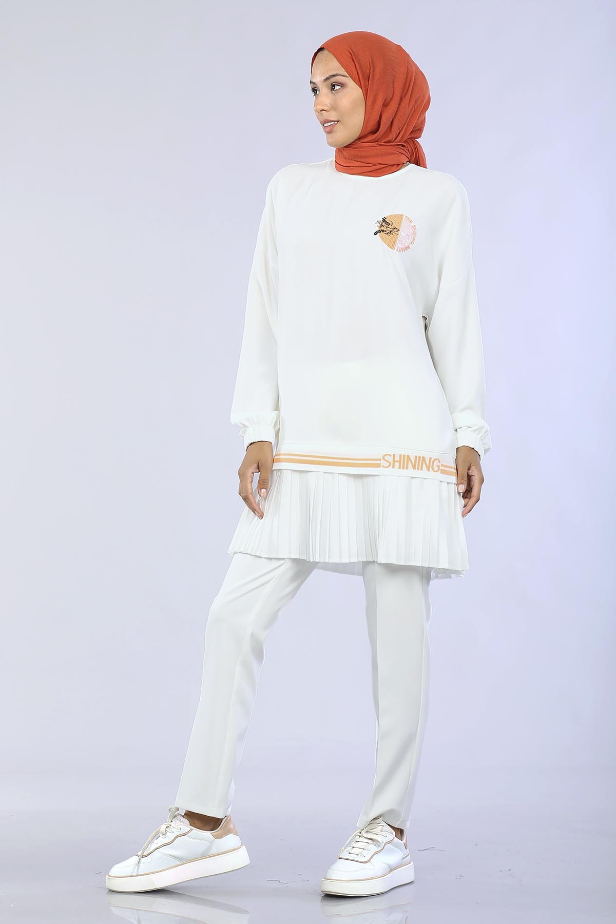 30156 Plise Tunik G.tek - Ekru - 4