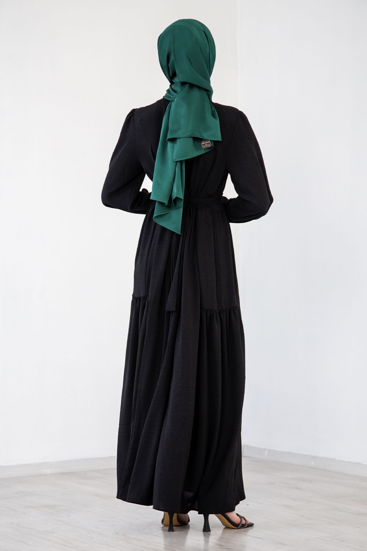 3016 Elbise 38-48 - Siyah - 4