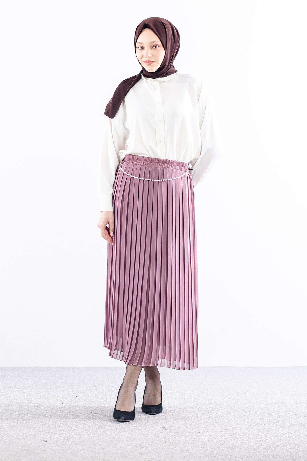 3023 Etek 38-48 Pli̇se Si̇fon - Gulkurusu - 1