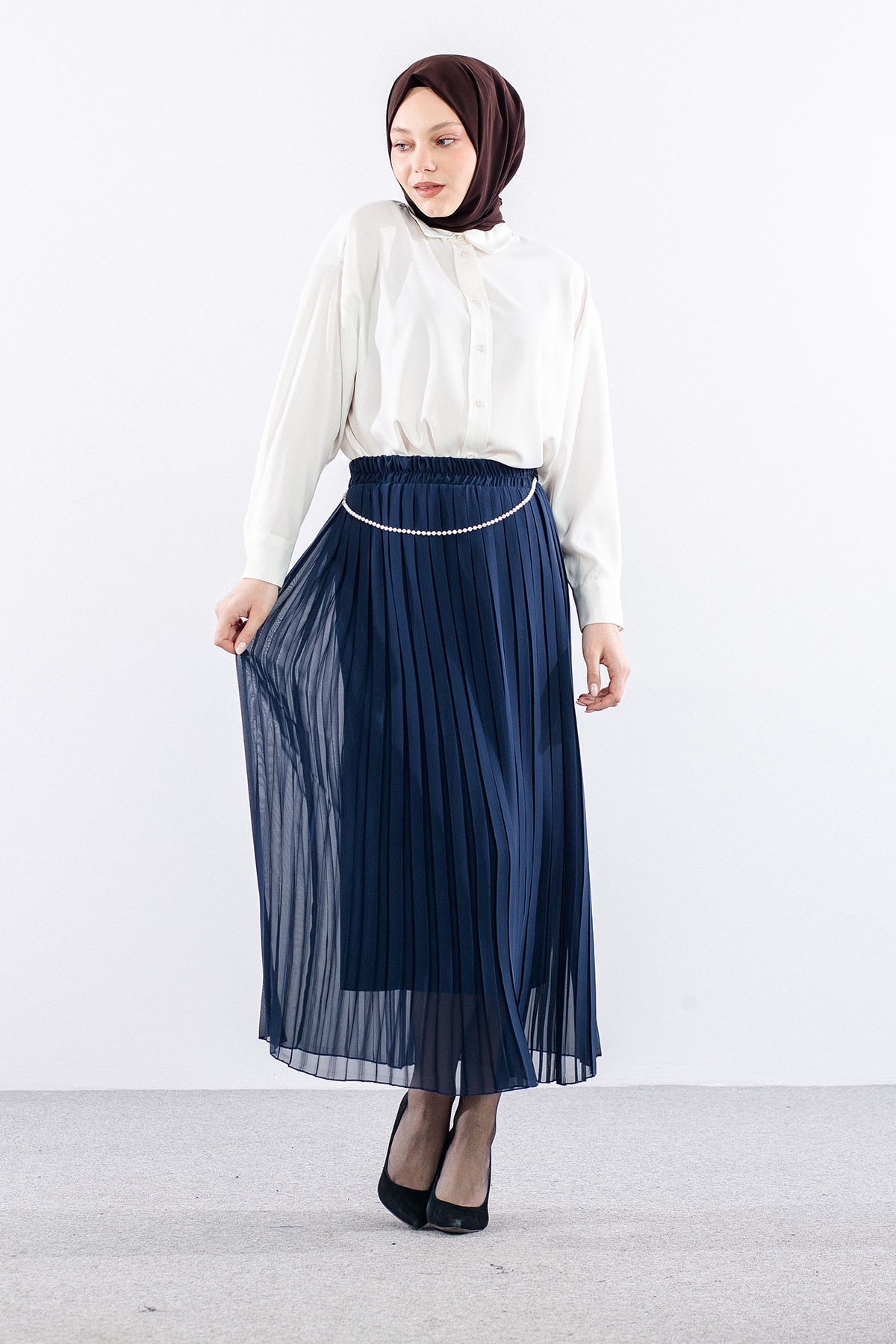 3023 Etek 38-48 Pli̇se Si̇fon - Lacivert - 2