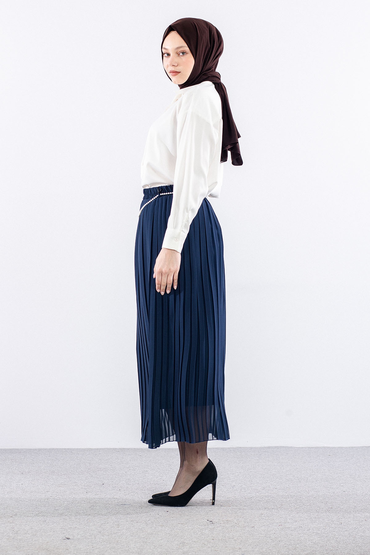 3023 Etek 38-48 Pli̇se Si̇fon - Lacivert - 3