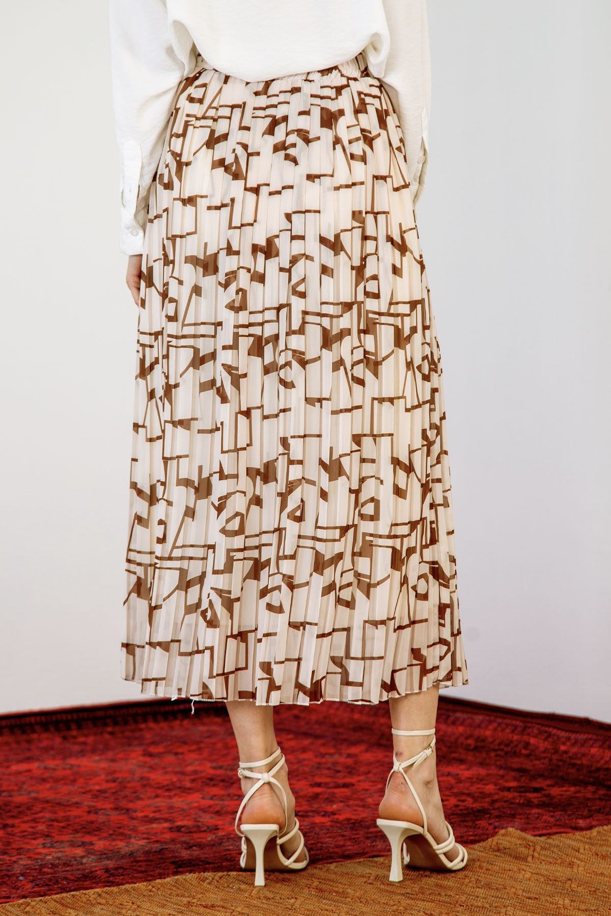 3023 Kare şfn Etek 38-46 - Kahve-bej - 3