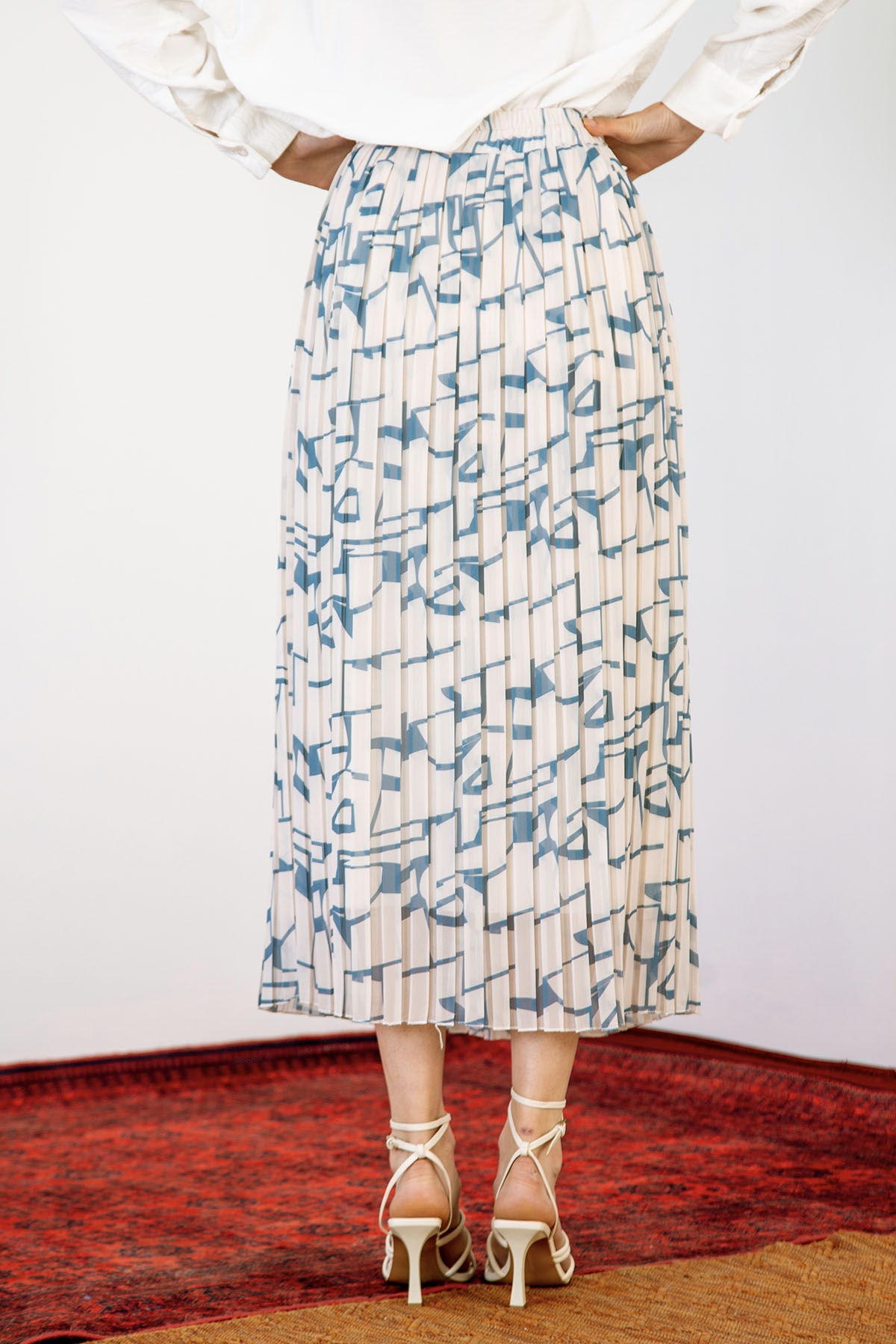 3023 Kare şfn Etek 38-46 - Mavi - 3