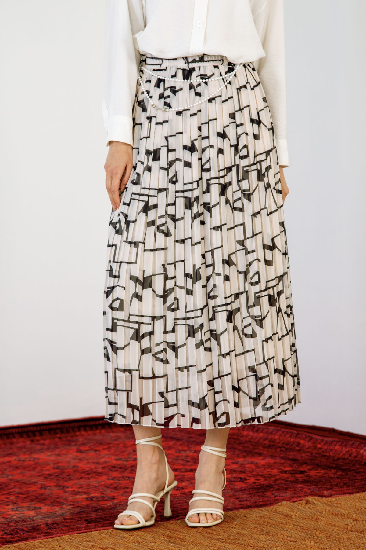 3023 Kare şfn Etek 38-46 - Siyah_krem - 1