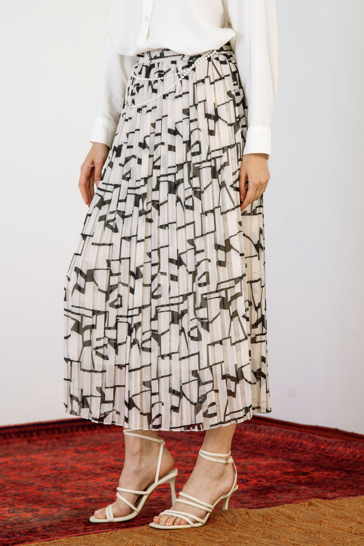 3023 Kare şfn Etek 38-46 - Siyah_krem - 2