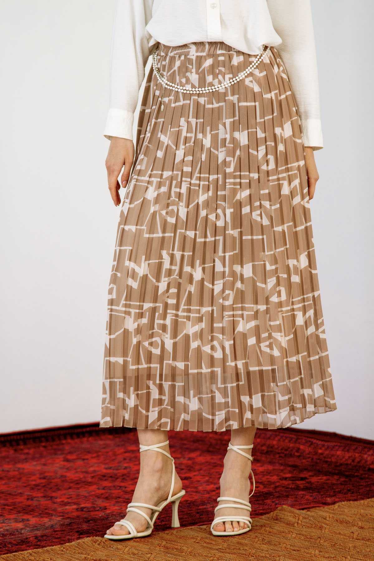 3023 Kare şfn Etek 38-46 - Vizon - 1