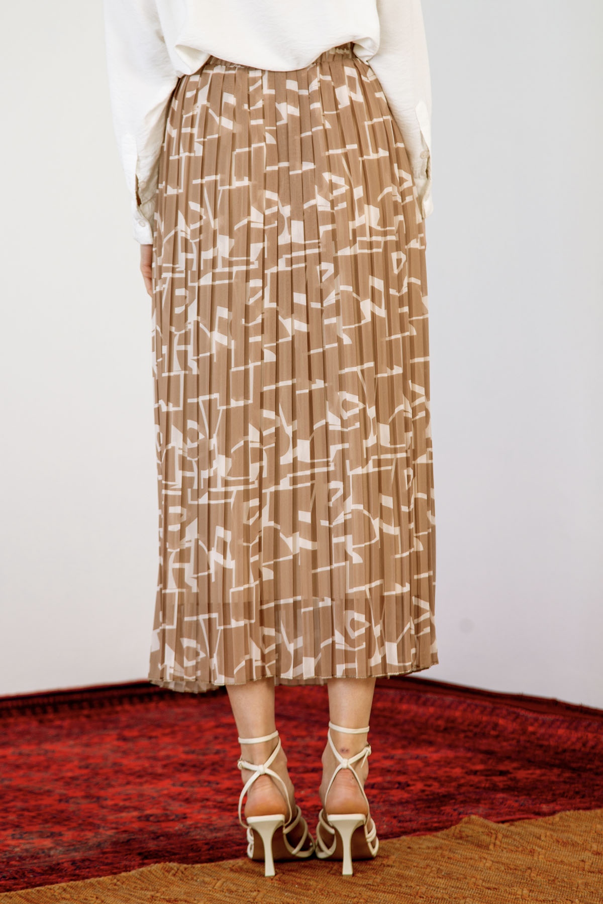 3023 Kare şfn Etek 38-46 - Vizon - 3