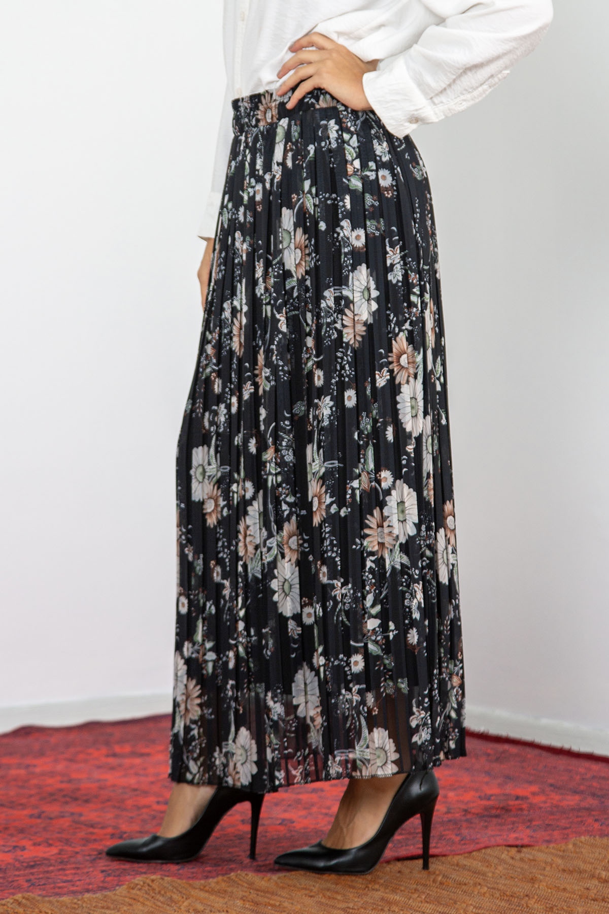 3023 Plise Etek 38-46 Pptya - Siyah - 3