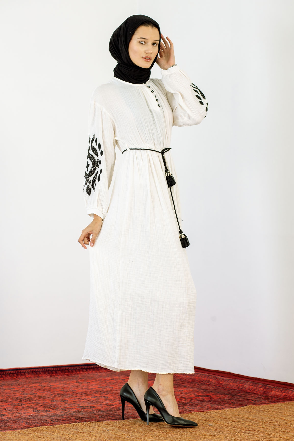 30498 Elbise S-m-l Kontrast - Ekru - 3